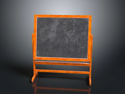 Wooden Frame Blackboard With Sturdy Stand And Writing Surface 3d model