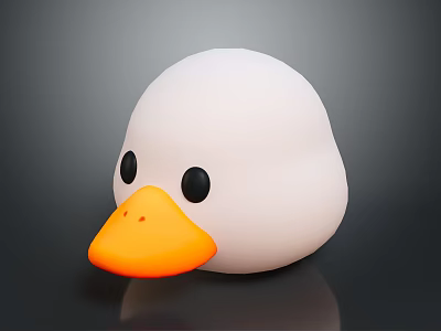 Cute White Duck Plush Toy With Round Head Orange Beak And Black Eyes 3d model