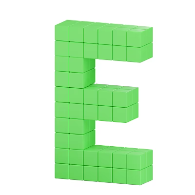 Decorative Ornament Set Featuring Green Cubes Forming Letter E for Home Decor 3d model