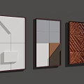 Modern Geometric Wall Decor with Abstract Patterns and Textured Wooden Panels 3d model