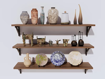 Pottery Pot Ceramic Utensils Blue and White Porcelain Decorative Ornaments Furnishings Jewelry Bottles and Jars 3d model