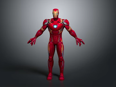 Iron Man Red Armor Design With Helmet And Chest Light Details 3d model