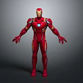 Iron Man Red Armor Design With Helmet And Chest Light Details