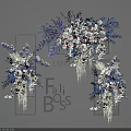 Elegant Home Floral Arrangement With White Pink Blue Flowers On Grid Frame Decor