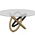 Modern Round Dining Table With Glass Top And Gold Black Metal Crossed Legs