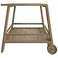 Wooden Side Table with Wheels and Lower Storage Shelf Simple Design for Living Room