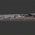 Broken Terrain Surface With Cracked Stone Slab Scattered Gravel And Loose Soil