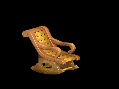 Comfortable Wooden Lounge Chair with Ergonomic Armrests and Reclining Back Design 3d model