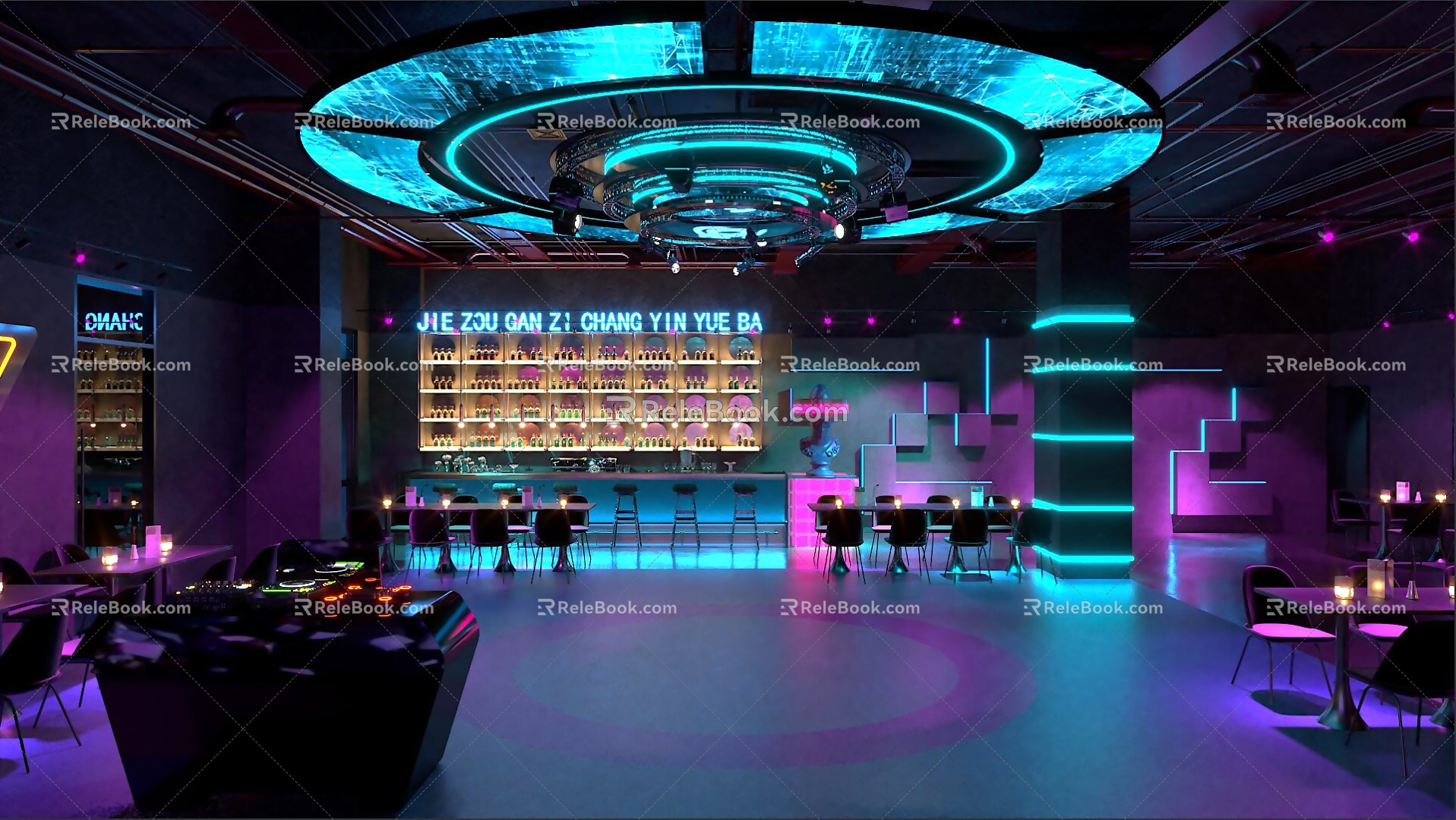 Bar Bar Hall Tavern KTV Disco Night Club Science and Technology Wind Bar 3d model