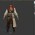 Game Movie Character Pirate Style Design With Red Hair Belt Boots And Decorations