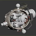Detailed Mechanical Object with Intricate Metallic Structure Tentacle like Cables and Silver Finish