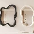 Black And White Abstract Wavy Wall Mounted Mirrors For Modern Interior Decor 3d model