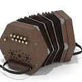 Vintage Wooden Accordion Musical Instrument With Classic Design And Brass Buttons