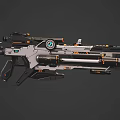 Detailed Sci-Fi Weapon Design With Mechanical Structure And Orange Accents 3d model