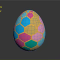 Colorful Egg Shaped Decorative Ornament Set With Hexagon Pattern And Gold Edges For Home Decor