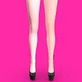 Red Butterfly Wings Decorated Black High Heels On Pink Background Surface