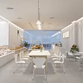 Modern Dessert Shop Interior With Glass Display Cases Fresh Pastries And Bright Lighting