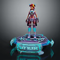 Anime Character With Colorful Hair Standing On Glowing Sky Blade Platform In Decorative Armor