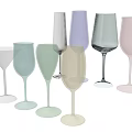 Elegant Wine Bottles And Colorful Wine Glasses With Modern Design For Home Bar