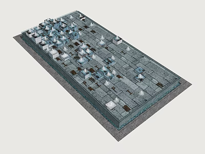 3D Chessboard Design Featuring Black White Squares And Various Chess Pieces 3d model