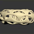 Golden Ornate Hollow Circular Sculpture With Intricate Patterns And Shiny Surface