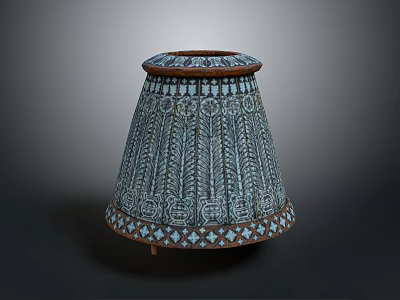 Ornate Lighting Combination With Feather Like Patterns And Blue Brown Geometric Design 3d model