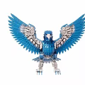 Blue Eagle Metal Sculpture With Spread Wings And Intricate Mechanical Details