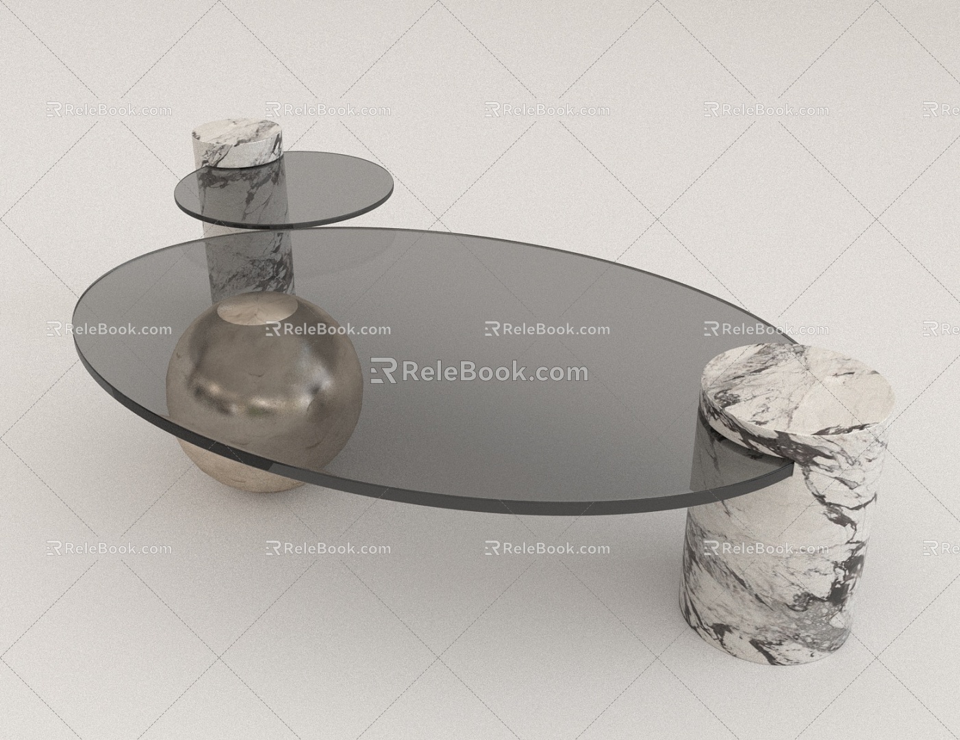 Glass Transparent Light Luxury Coffee Table 3d model