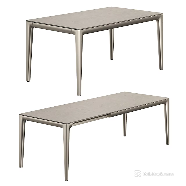 Modern Dining Table with Clean Lines and Metal Frame Minimalist Design 3d model