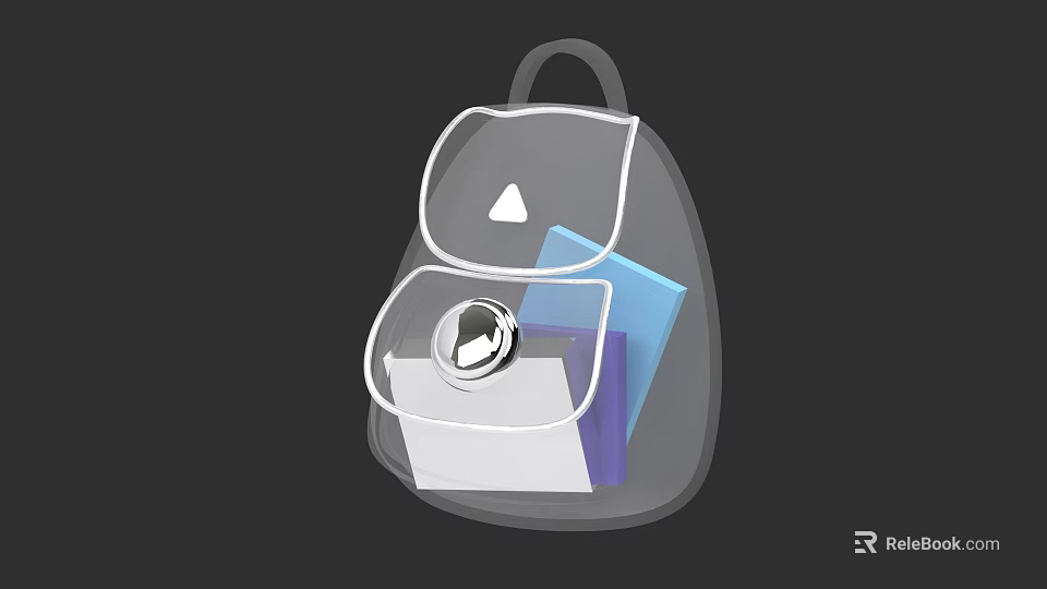 Transparent Backpack With Colored Books And White Outline For Daily Use 3d model 