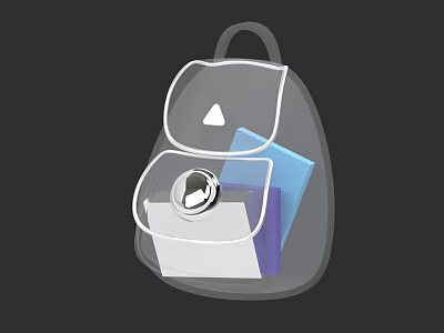 Transparent Backpack With Colored Books And White Outline For Daily Use 3d model