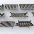 Chinese Style Roof Tile Models With Various Designs And Arrangements