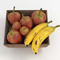 Fresh Ripe Pears and Yellow Bananas in a Brown Square Box