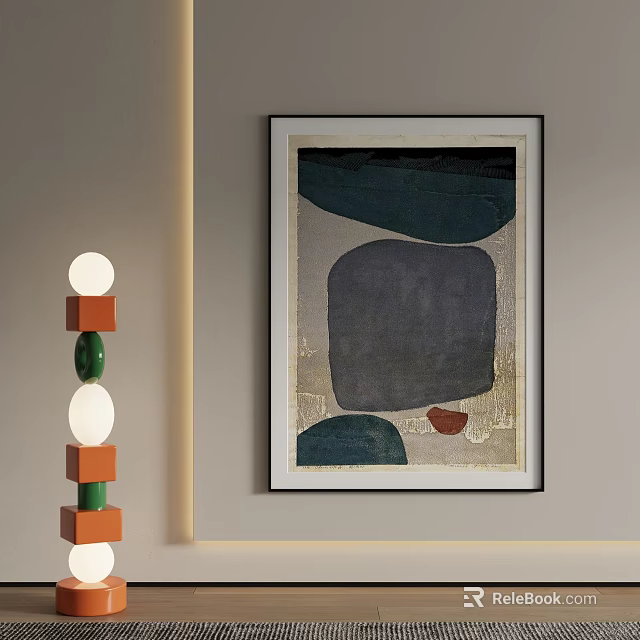 Abstract Landscape Painting Framed As Wall Decor 3d model