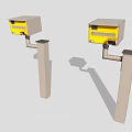 Outdoor Mobile Phone Charging Devices With Yellow Panel And Pillar Mounted Structure