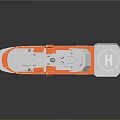 Orange And White Wooden Boat Featuring Superstructure Deck Equipment And Reflective Hull Design