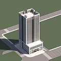 Modern Tall Office Building With Contemporary Facade Large Glass Windows And Surrounding Roads