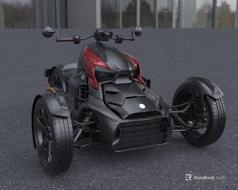 Modern Three Wheeled Motorcycle With Black and Red Sporty Exterior Design 3d model 