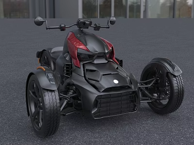 Modern Three Wheeled Motorcycle With Black and Red Sporty Exterior Design 3d model