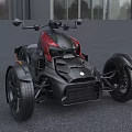 Modern Three Wheeled Motorcycle With Black and Red Sporty Exterior Design