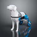 Dog Mobility Assistive Device With Blue Wheelchair Frame And Supportive Harness