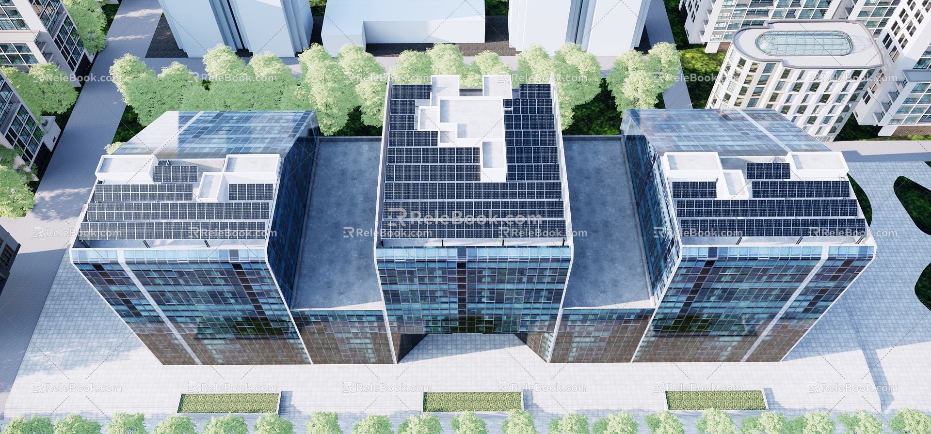 Modern solar panel roof photovoltaic model