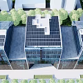 Green Surrounded High Rise Buildings With Solar Panels And Daily Electrical Appliances