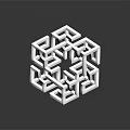 White Geometric Maze Structure Decorative Ornament Set For Modern Home Decor 3d model