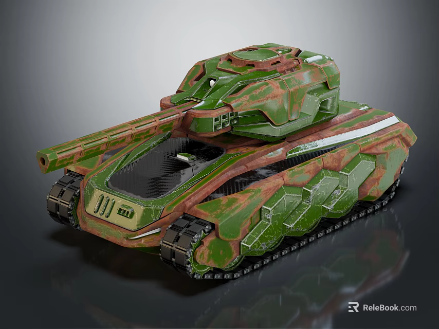 Modern Military Vehicle Tank With Camouflage Pattern Tracks And Cannon Design 3d model 