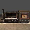 Vintage Train Shaped Display Cabinet With Advertising Panel For Snack Sales