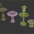 Outdoor Decorative Bird Baths With Stone And Metal Pedestals Various Designs Lantern Accent