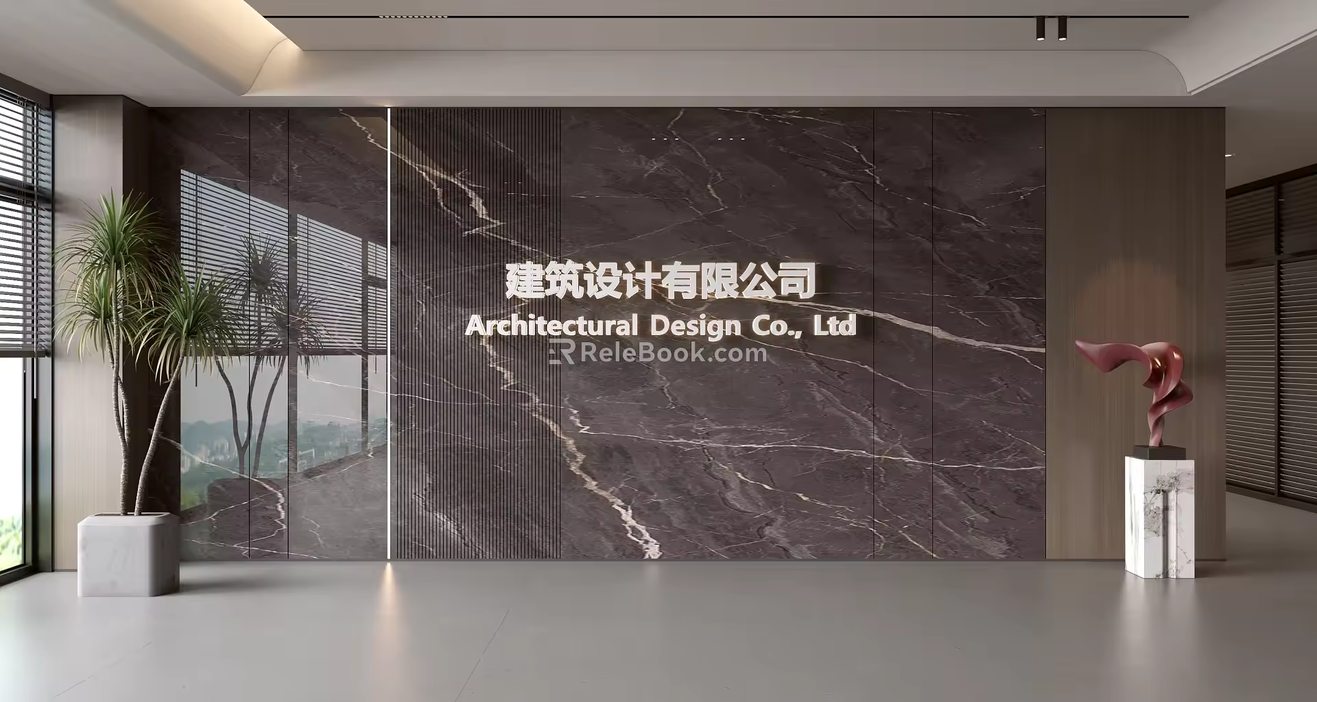 Modern Front Desk Background Wall Simple Background Wall Front Desk Reception Area Background Wall Company Front Desk Background Wall 3d model