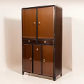 Classic Dark Brown Wooden Decorative Cabinet With Doors Drawers And Metal Handles