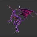 Detailed Purple Mythical Fantasy Creature With Dragon Wings Sharp Claws And Red Underbelly